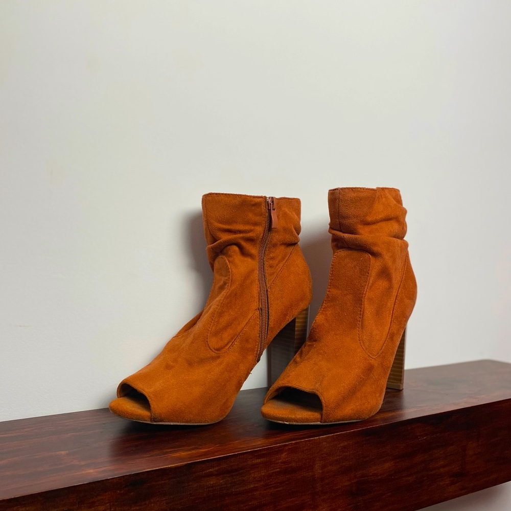 Suede ankle boots open toe